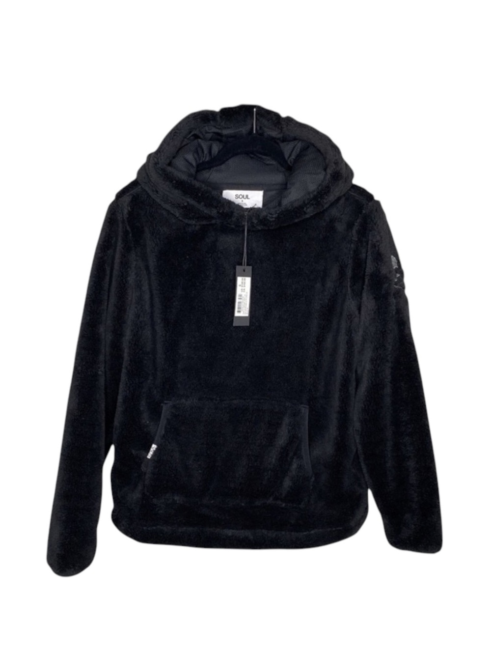 new SoulCycle ☻ Faux Shearling Reversible Mesh Skull Embroidered Pullover Hoodie - Picture 5 of 16